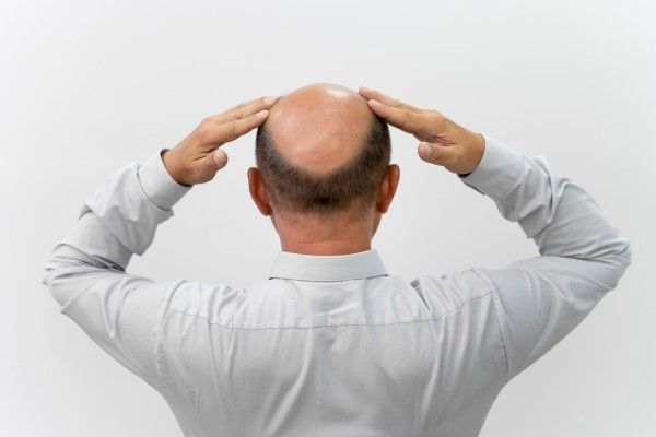 Coronilla despoblada - Imagen de un hombre de espalda con alopecia avanzada en la coronilla, lo cual ocasiona problemas de imagen y autoestima