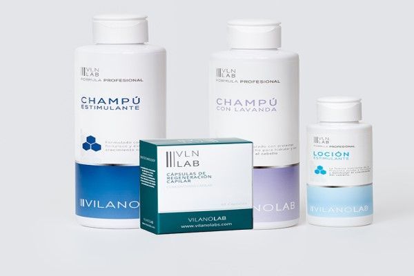 Kit para el cuidado del cabello - Imagen del kit Vilanolabs, el cual posee diferentes productos que ayudan a fortalecer el pelo y estimular su crecimiento