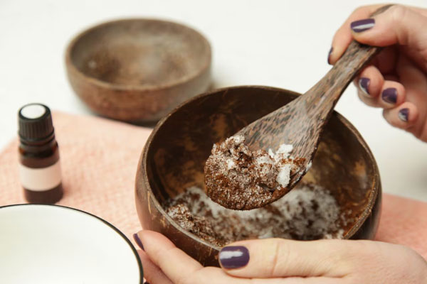Exfoliantes capilares - Tapara marrón sirve de bol para mezclar café con aceite de coco
