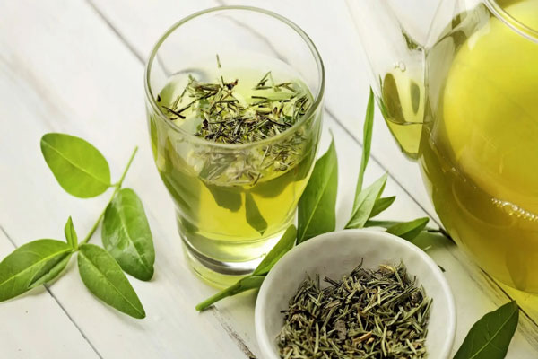 Jarra e infusión de té verde para mejorar el funcionamiento del sistema nervioso y la salud capilar 
