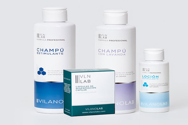 Línea de productos premium del kit de cuidado y regeneración capilar de Vilanolabs 