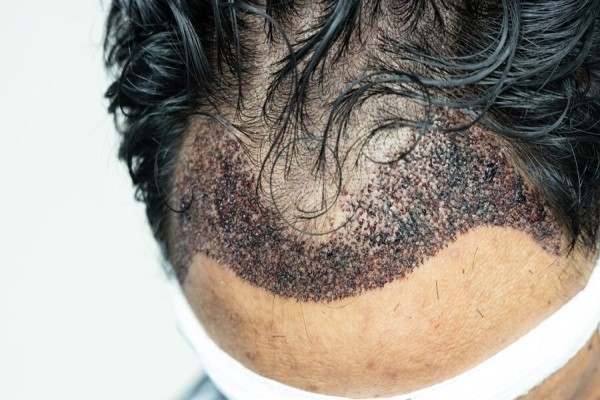  Efecto Shedding - parte frontal del cabello de un hombre tras el injerto capilar