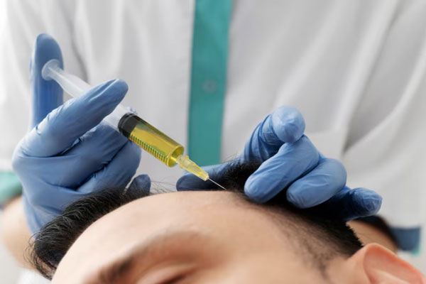 Dermatóloga administra inyecciones de plasma rico en plaquetas para estimular el crecimiento del cabello