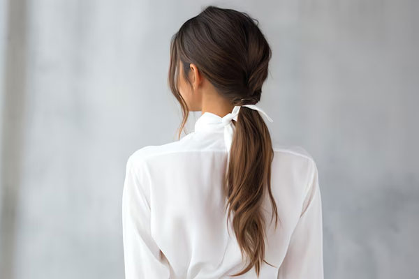 Joven apuesta por una coleta baja para recrear un look romántico y prevenir daños en el cabello