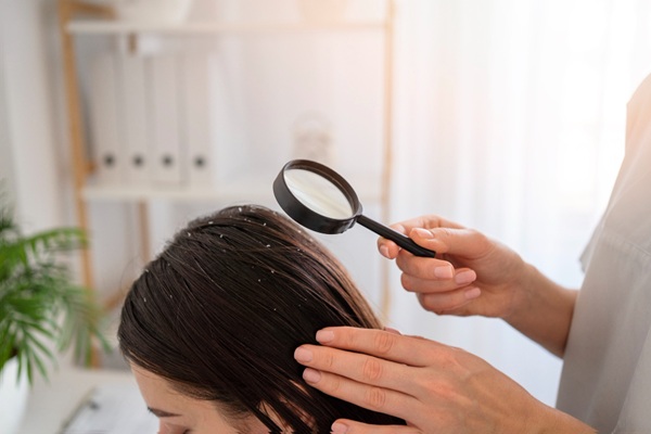 Remedios naturales para dermatitis seborreica - Médico dermatólogo evaluando el cuero cabelludo de una mujer para recomendar tratamientos para la dermatitis seborreica