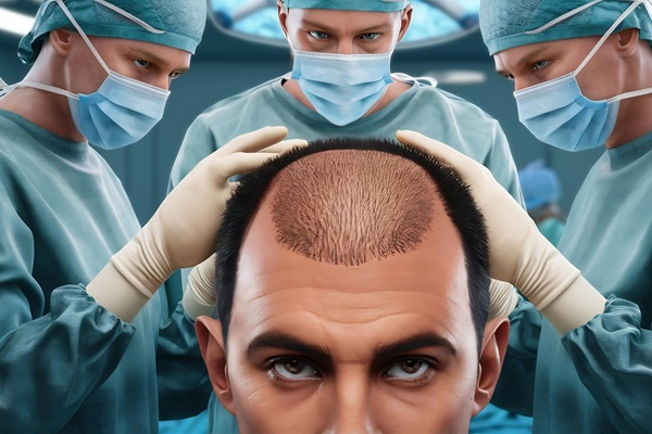 Mejores cirujanos capilares - Tricólogos evaluando el cuero cabelludo de un hombre luego del injerto de cabello CDMX para asegurar un procedimiento exitoso