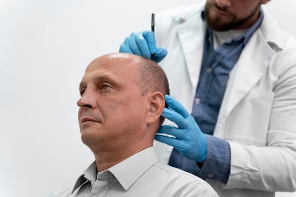 Trasplante capilar - Médico tricólogo realiza el diseño del injerto de cabello CDMX a un hombre con alopecia avanzada