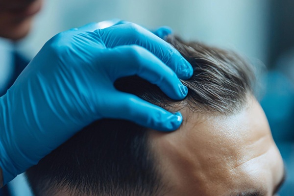 Capilclinic México - Médico tricólogo evaluando el cuero cabelludo de un hombre con alopecia para determinar el trasplante capilar precio