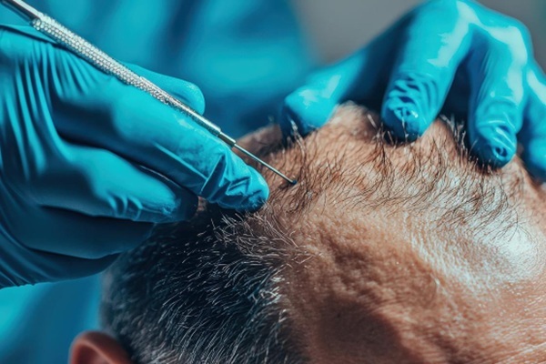 Tricólogo realizando un injerto de cabello CDMX a un hombre con alopecia avanzada