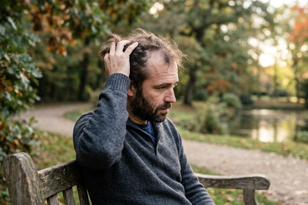 Tipos de alopecia - Hombre con alopecia por estrés que ocasiona la caída del cabello de forma repentina