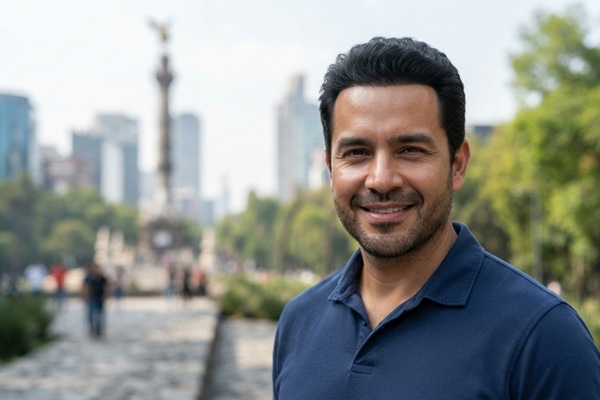 Hombre contento con los resultados del trasplante capilar CDMX