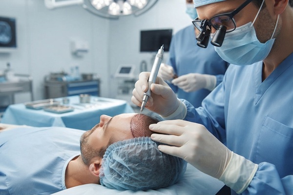 Técnicas avanzadas de injerto capilar - Tricólogo realizando un injerto de cabello CDMX con la técnica DHI